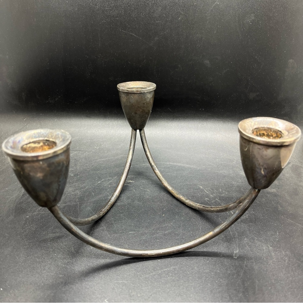 Sterling Silver Duchin Creation Weighted Triple Candle Holder MCM 11 ounces
